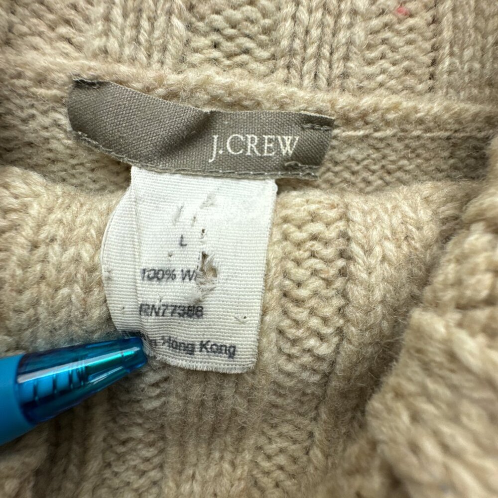 **SOLD**Vtg J Crew Sweater Womens Large Wool Turtleneck Cropped Beige - Picture 8 of 15